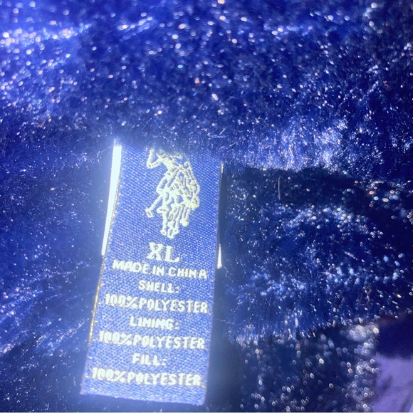 U.S. Polo Assn Puffer Jacket Hooded Women’s XL Navy Faux Fur Lining - Picture 5 of 9